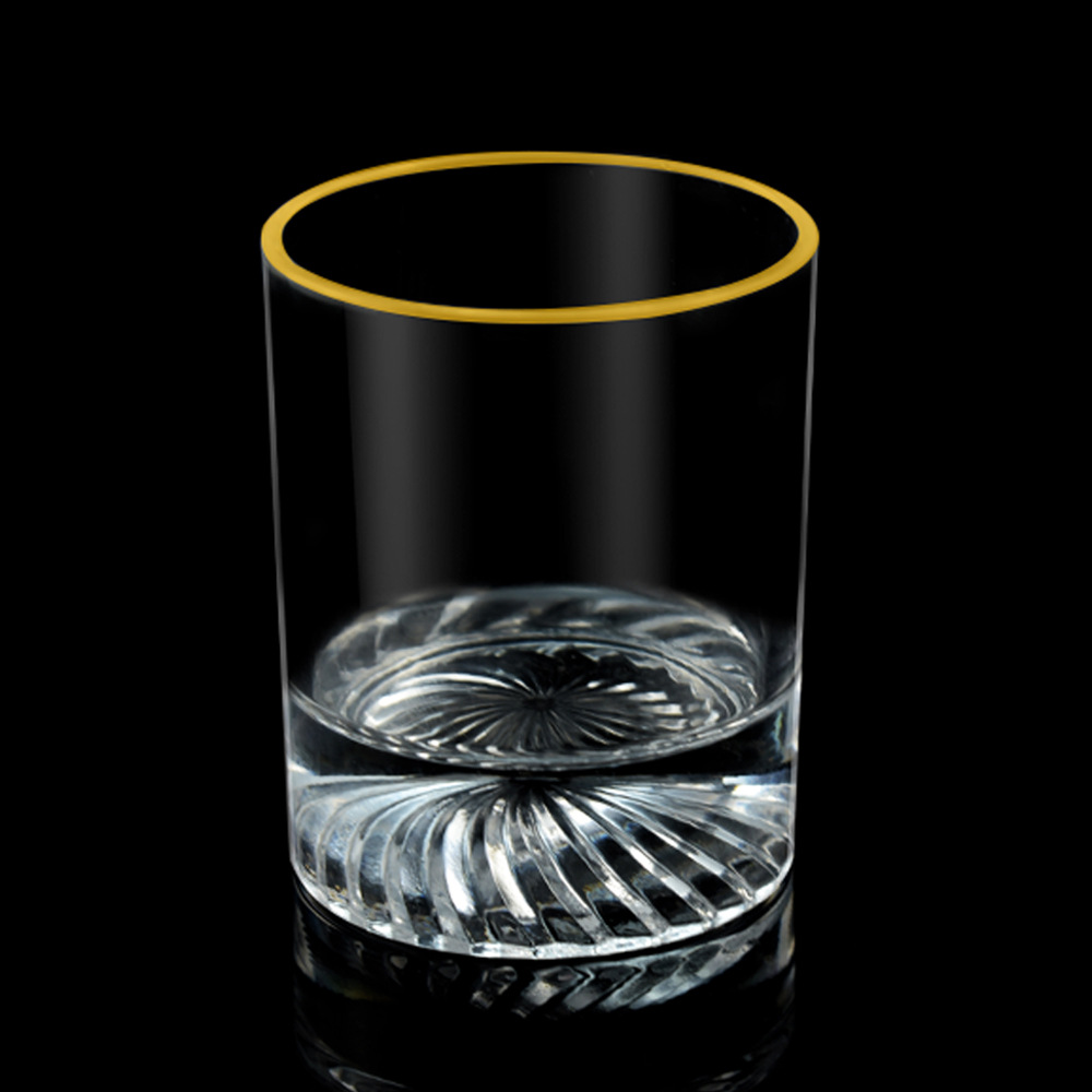 新款螺纹底圆柱形威士忌酒杯 现代艺术轻奢酒杯套装 家用酒杯套装