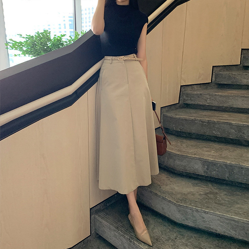 Black Suit Skirt for Women, 2026 Summer New High-Waisted A-Line Skirt, Slimming and Elegant Long Skirt for Petite Figures