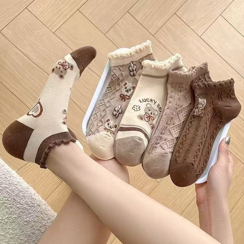 Little Bear Socks for Women, Creative New Product, College Style Cartoon, Spring and Summer Japanese Style, Trendy Thin Low-Cut Shallow Socks Little Bear Socks for Women, Creative New Product, College Style Cartoon, Spring and Summer Japanese Style, Trendy Thin Low-Cut Shallow Socks