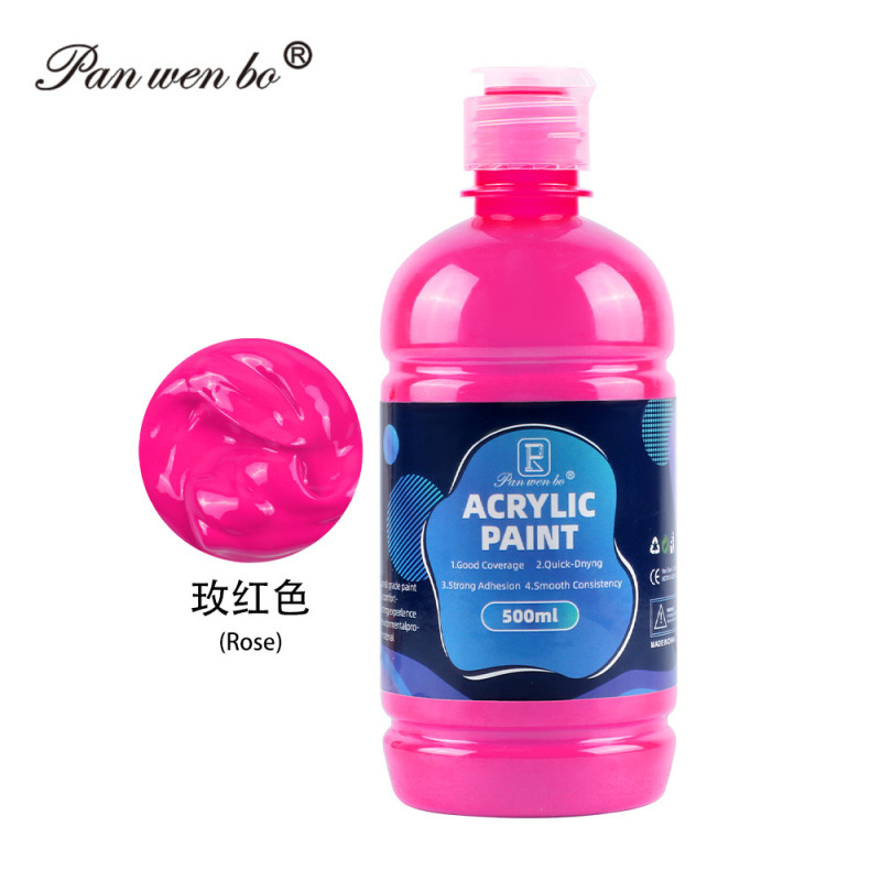 跨境专供丙烯颜料大瓶500ml防水不掉色油画颜料12色按压式批发|undefined