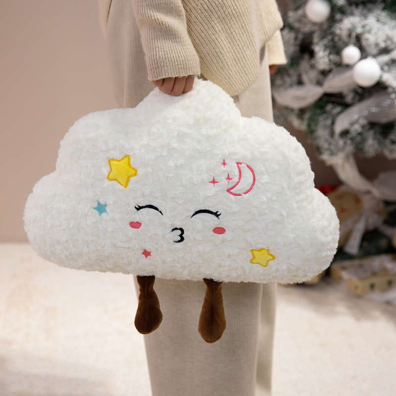 Cojín de Peluche con Forma de Nube de Franela, Decorativo para Sofá Infantil