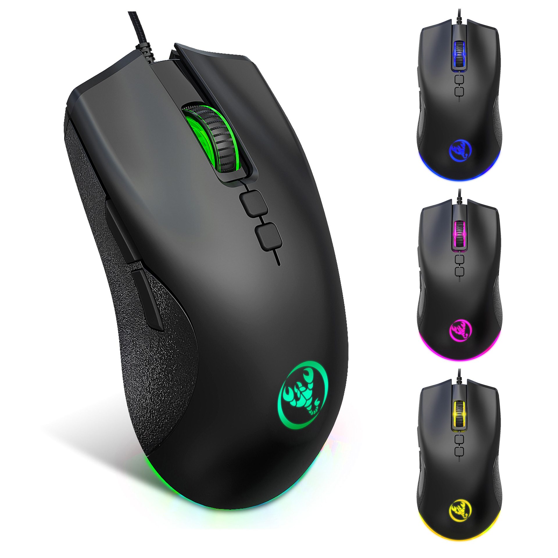 A883 Colorful Luminous 7D Gaming Mouse Electric Sports Wired Mouse 6400dpi Adjustable Support Macro Programming Spot