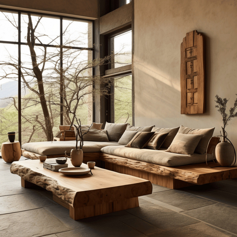 New Chinese-style wabi-sabi wooden sofa, old wood furniture, living room sofa, atmospheric solid wood chaise lounge