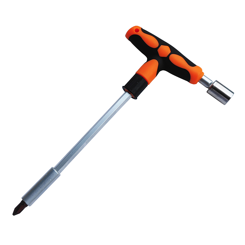 Mango en forma de T alargado destornillador cabeza de lote manga de doble propósito una cruz hexagonal de flor de ciruela casera destornillador conjunto