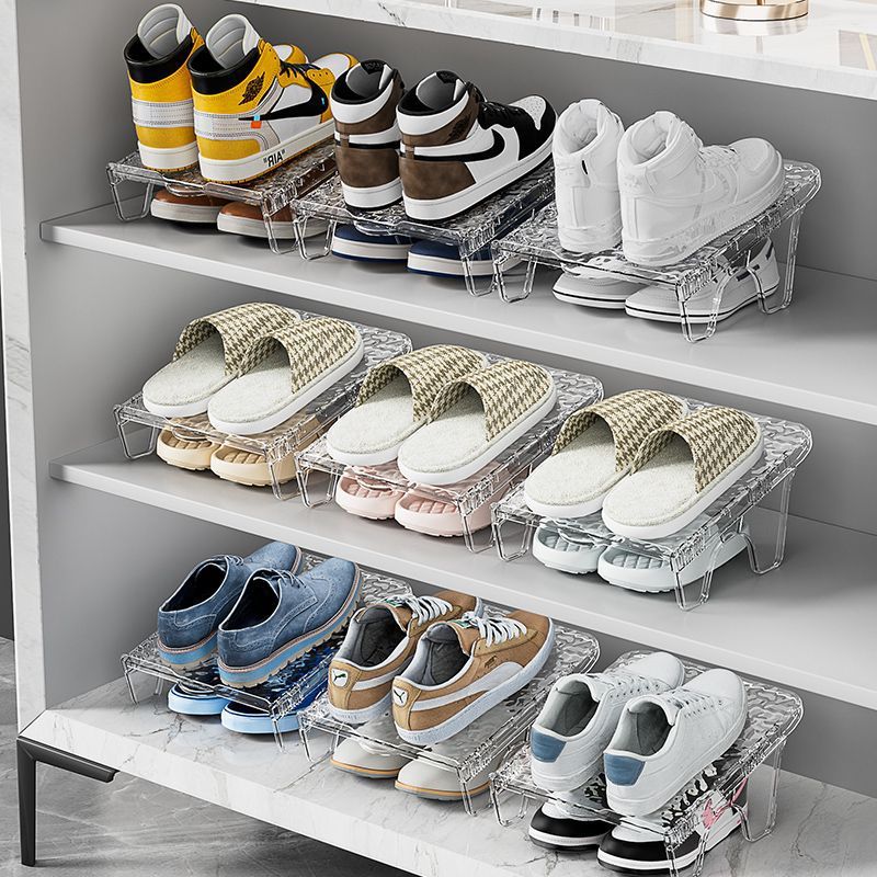 Estante de almacenamiento de zapatos de plástico de doble capa, estante de gabinete de zapatos de doble capa, gabinete de zapatos domésticos, estante de almacenamiento de zapatos multicapa, zapatillas