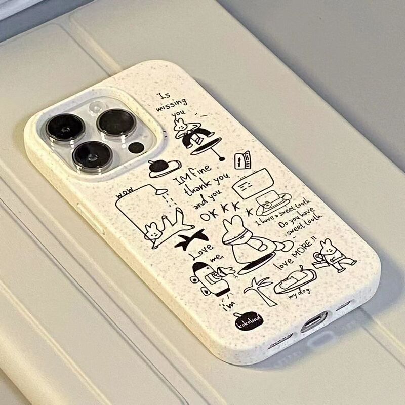 Fengfeng Ins Suitable for Iphone17Promax Mobile Phone Case Cute Rabbit Transparent Apple 16 Anti-Fall 15 Illustration