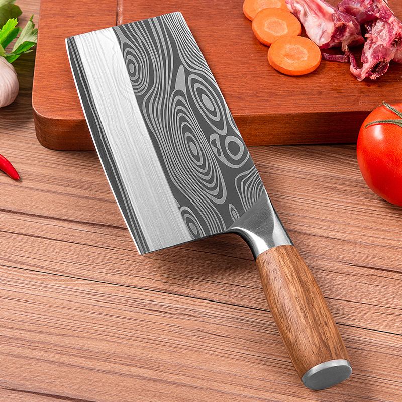 Stainless Steel Kitchen Knife Slicing Knife Meat Cleaver Bone Chopping Knife Damascus Pattern Kitchen Household Knife