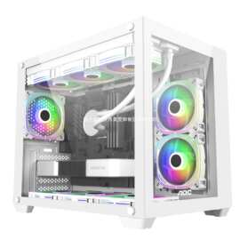AOC 海景房机箱 台式主机电脑 ATX360 水冷侧透 argb风扇立式现货