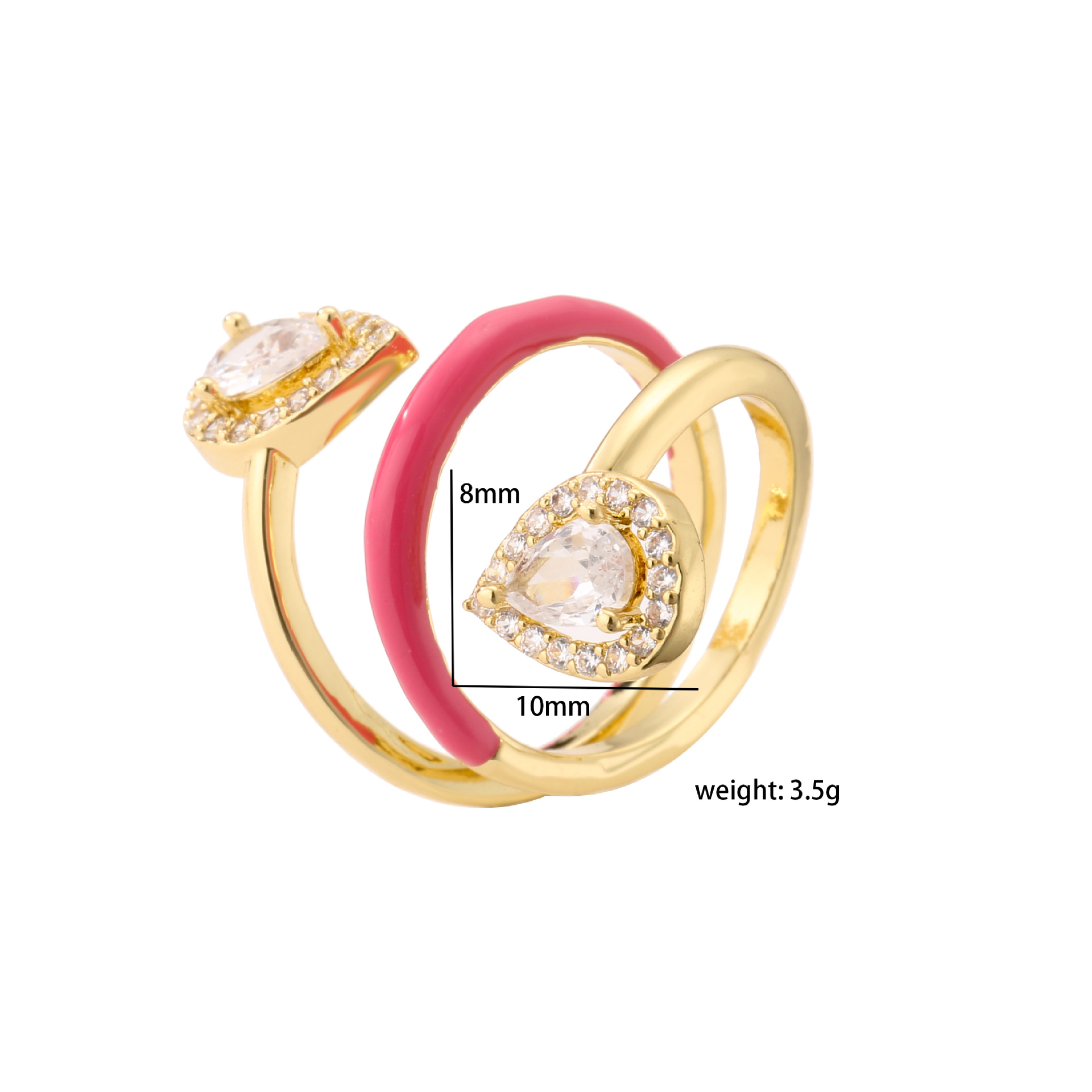 Womenu0027S Fashion Simple Style Water Droplets Gold Plated Artificial Rhinestones Rings Stainless S