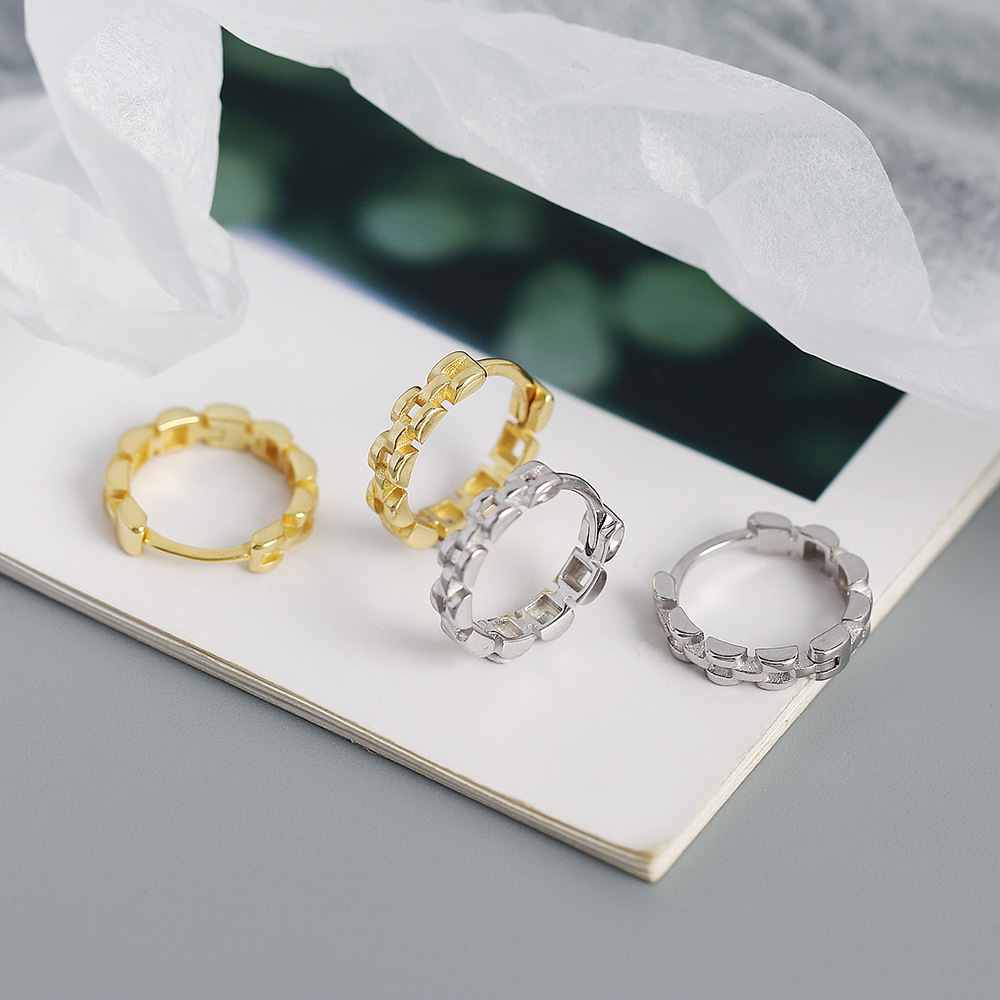 Fashion Geometric Silver Earrings Hollow Out 925 Silver Earrings