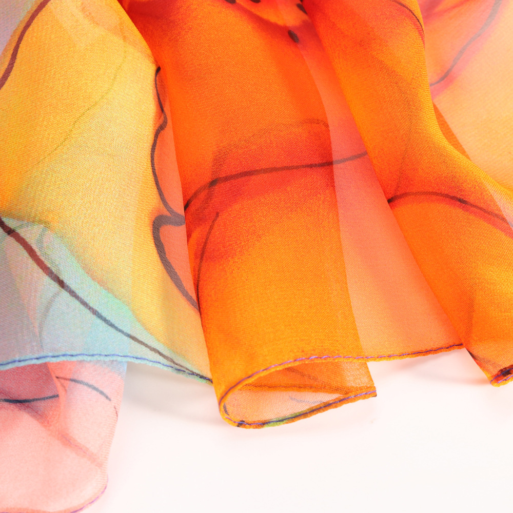 Silk Scarf Classification Daily Occasion Women's Elegant Simple Style Color Block Flower Georgette Printing Silk Scarf