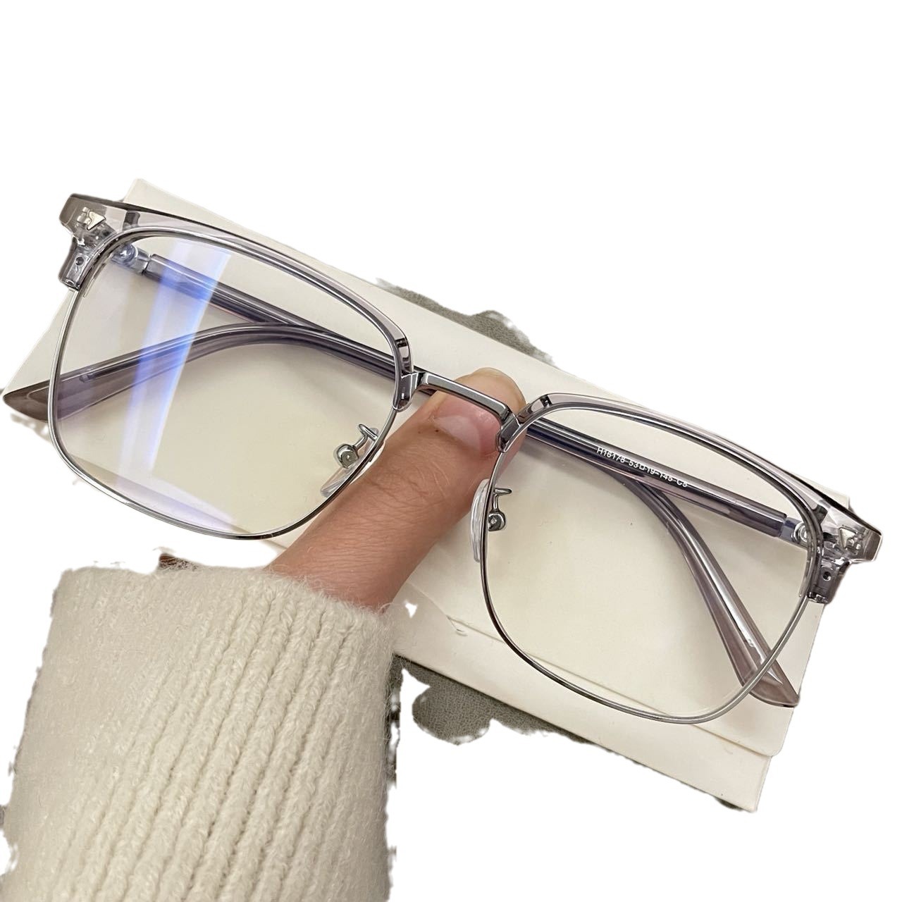 Versatile Minimalist Sven Polytechnic Half-Frame Men, Prescription Lenses Available, Stylish Anti-Blue Light Large Frame Glasses For Women_voghion.com