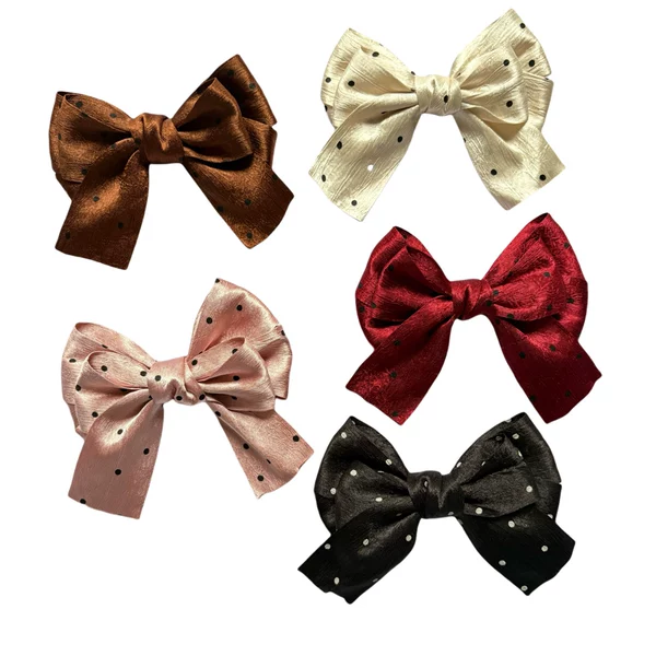 Dot Silk Fabric Fishmouth Bow Ribbon Shoe Buckle Accessories Handmade Flower South Korea Style Japanese Fabric Shoes and Clothing
