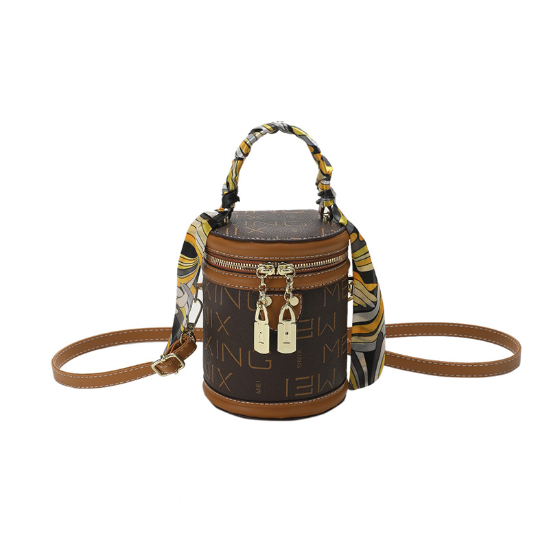Baigou bolsa al por mayor de las mujeres bolsa de cubo portátil 2023 transfronterizo nueva carta impresa bufanda hombro bolsa de mensajero