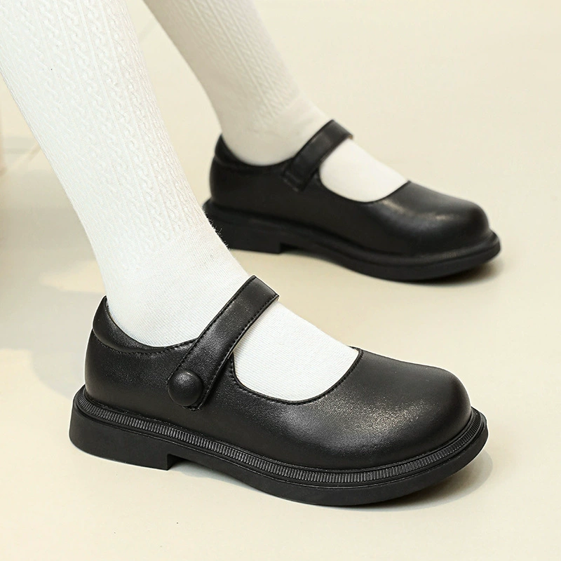 Черная Маленькая кожаная обувь для девочек из натуральной кожи с мягкой подошвой в британском стиле детская обувь принцессы для девочек спортивная обувь из натуральной кожи