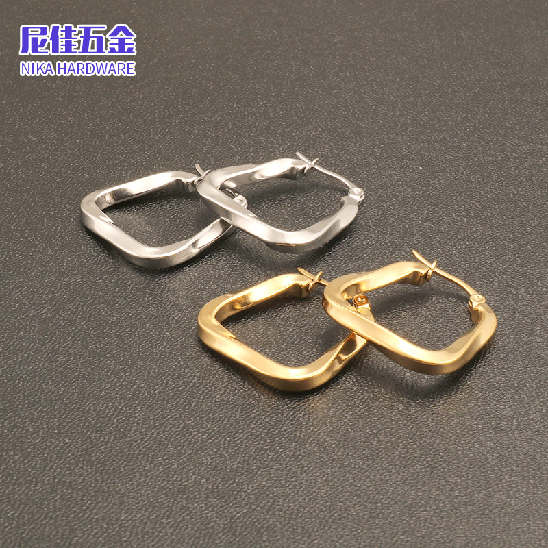 Pendientes irregulares geométricos, acero de titanio, estilo coreano moderno, no se desvanecen