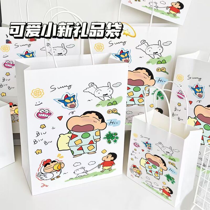 Cartoon Green Shin-Chan Large-Capacity High-Value Handbag Birthday Gift Packaging Bag Hand-Painted Birthday Gift Bag