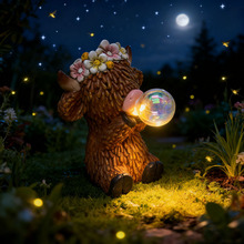 跨境树脂吹气球高地牛太阳能户外灯雕像摆件园林庭院装饰工艺品