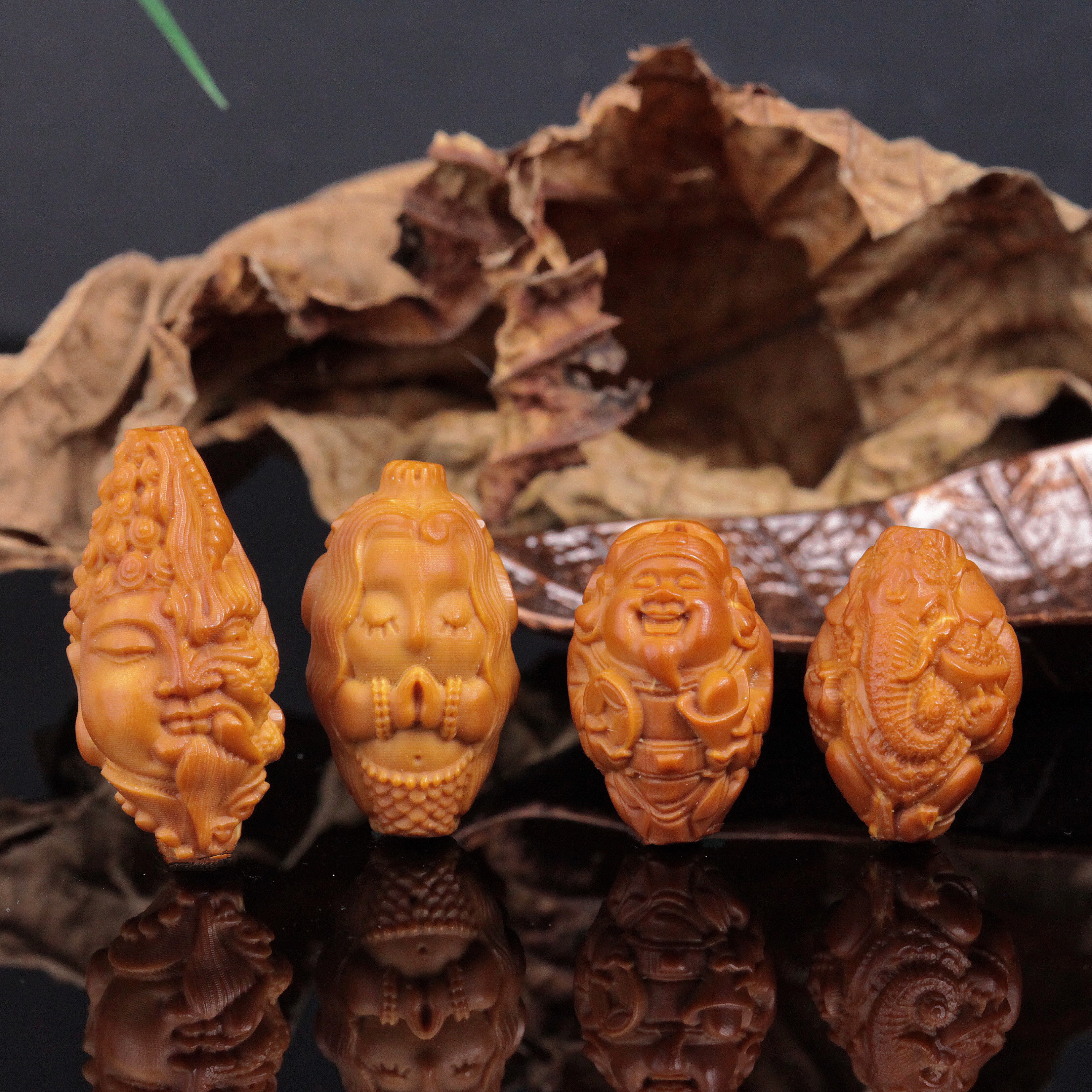 ♧橄榄核纯手工雕刻观音美人鱼进宝菩提背云配饰手机挂件