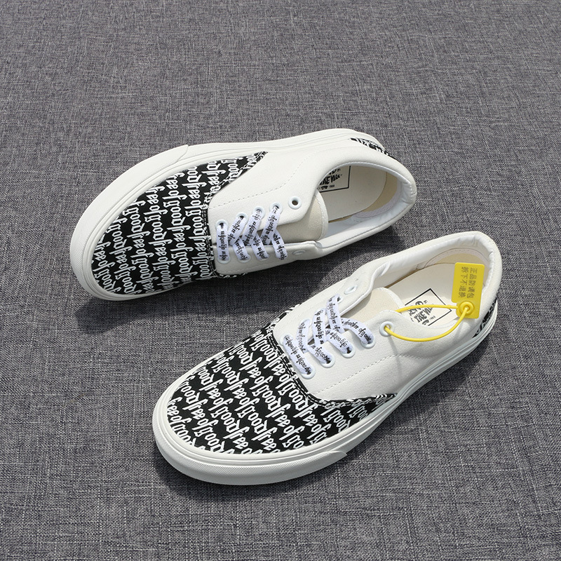 Pure original Fear of God Era classic Fog black and white printed graffiti canvas shoes letter graffiti plus size