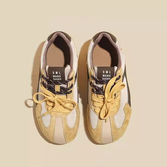 Genuine Leather Retro Versatile German Training Shoes Women's Shoes 2025 Spring and Summer New Flat Sneakers Casual Sports Forrest Gump Shoes for Children