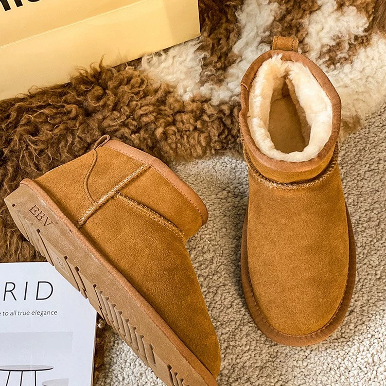 [Broken code clearance] New snow boots female fur all -round cowhide cotton cotton shoes thickened and warm spot wholesale