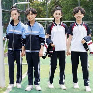 春秋季小学生校服班服运动学院风外套拼色长袖团购拼色定制三件套
