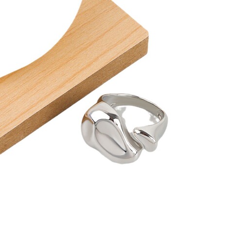 Korean style new cold style versatile jewelry niche design minimalist style irregular concave and convex surface open ring for women