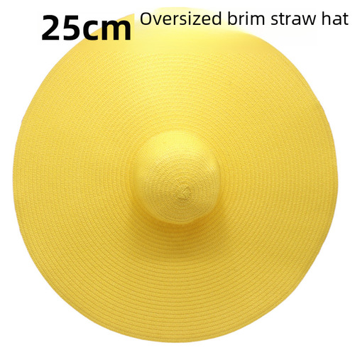 25CM Oversized Brim Straw Hat, European and American Cross-border Foreign Trade New Model Top Hat, Take Photos for Styling, Foldable and Non-Warping Hat