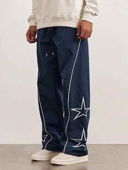 2025 Spring and Autumn Men's Trousers New Casual Fashion Embroidered European and American High Street Trendy Sports Pants for Men