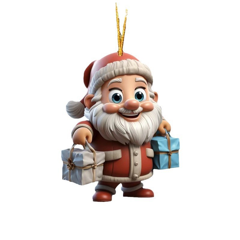2025 Navidad transfronteriza acrílico plano Santa Claus regalo de decoración de automóviles colgantes decoraciones de árbol de Navidad