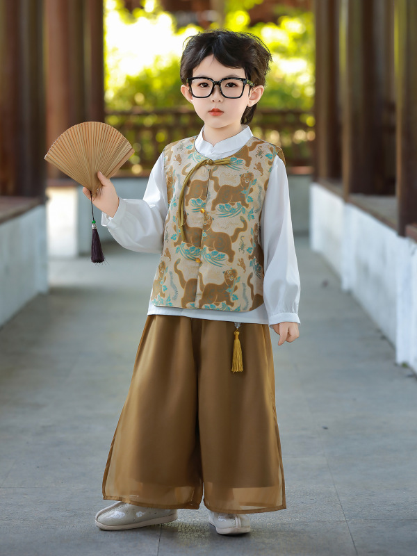周岁礼服男宝男童汉服套装唐装新中式儿童秋装小少爷抓周衣服古风|undefined