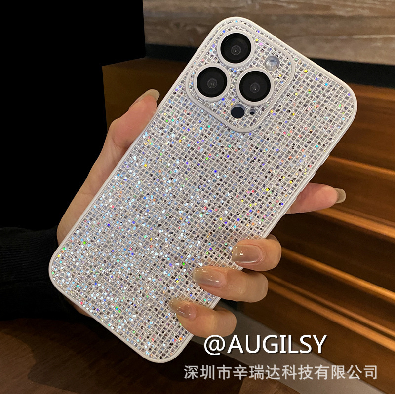 适用iphone16ProMax闪钻侧边贴钻PC手机壳自带镜头膜苹果15保护套|undefined