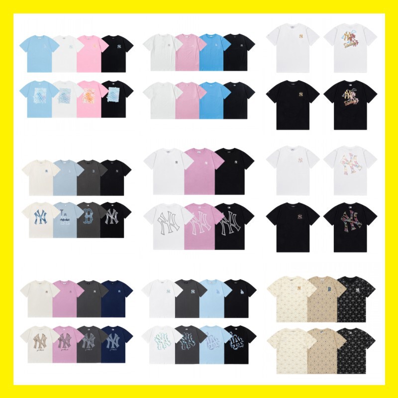 26 New Cross-Border Trendy Brand Mlb High-Quality Ny Short-Sleeved Embroidered Round-Neck Pure Cotton Loose Casual Unisex T-Shirt 26 New Cross-Border Trendy Brand Mlb High-Quality Ny Short-Sleeved Embroidered Round-Neck Pure Cotton Loose Casual Unisex T-Shirt