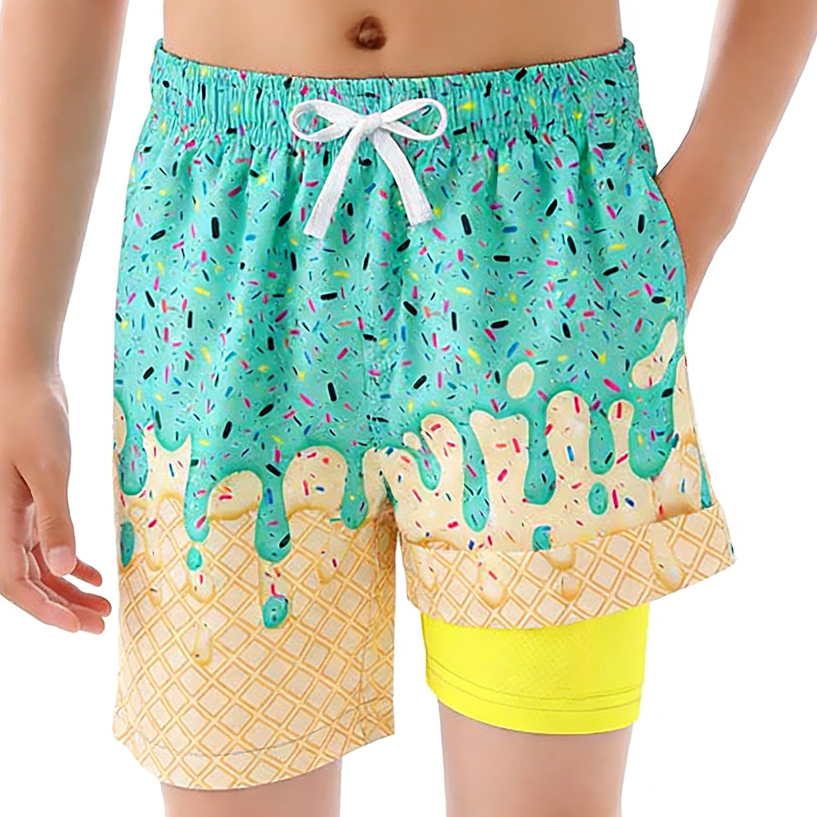 GELLA Summer Beach Swim Trunks for Adults, Men, Quick-Drying, Waterproof, Casual Swimming, 3D Printed