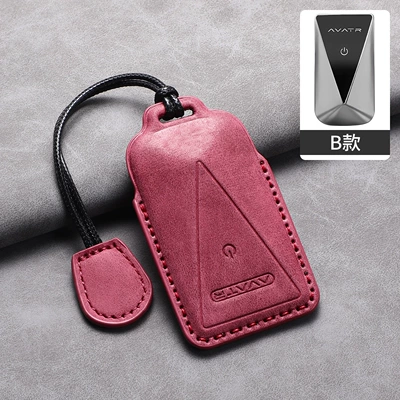 Suede Leather Three-Dimensional Key | Car key bag - type-b-rope-buckle-red