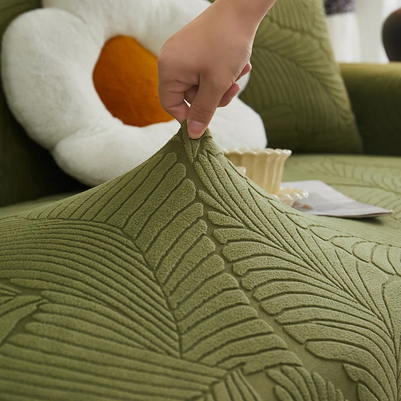 Falda de terciopelo jacquard, funda de sofá universal, funda de sofá, funda de sofá, antideslizante, resistente a los gatos, funda de sofá de una pieza universal de cuatro estaciones, fila recta