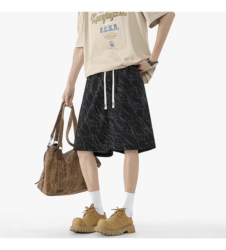 Men's Plus Size Casual Shorts Hong Kong Style Summer Thin Loose Straight Breathable Five Point Shorts Versatile Men's Clothing_viptrois.com