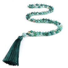 108 Beads Prayer Necklace Natural Green Stripe Onyx Stone Bu
