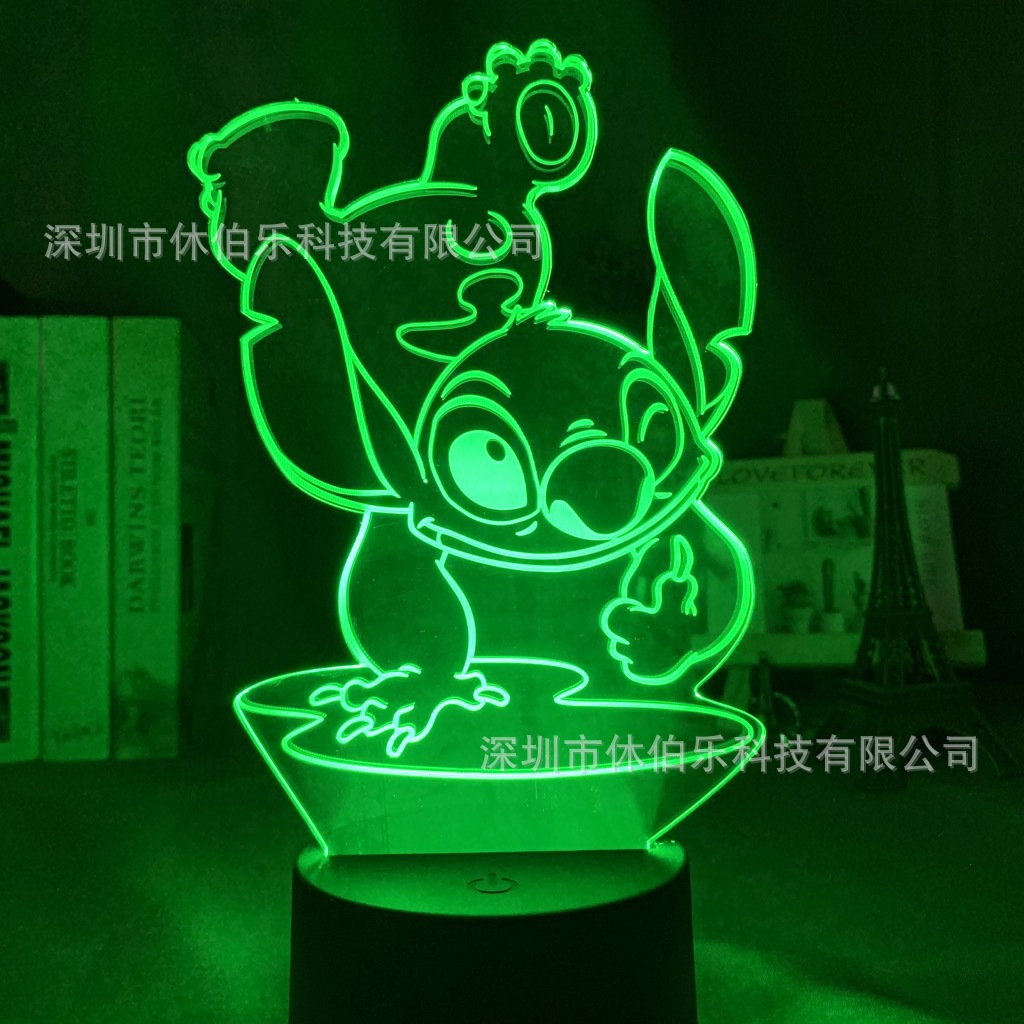 Stitch 3D noche luz colorida táctil control remoto nuevo creativo USB dormitorio escritorio atmósfera lámpara de mesa LED regalo