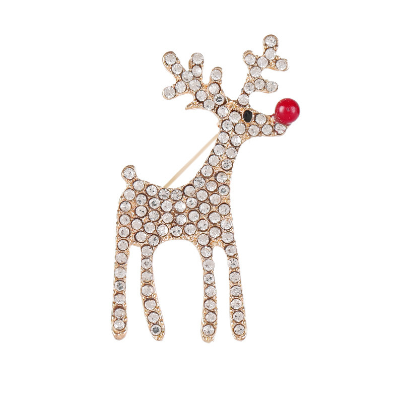 Europese en Amerikaanse grensoverschrijdende populaire kerstbroche met rendiermotief en ingelegde diamanten, schattige speld, op voorraad._voghion.com