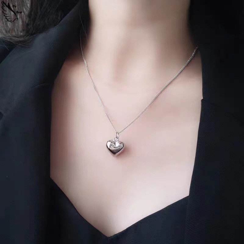 Colar versátil, luxuoso, pequeno, exclusivo e incolor de aço titânio para mulheres no estilo Instagram de verão, colar de amor_voghion.com