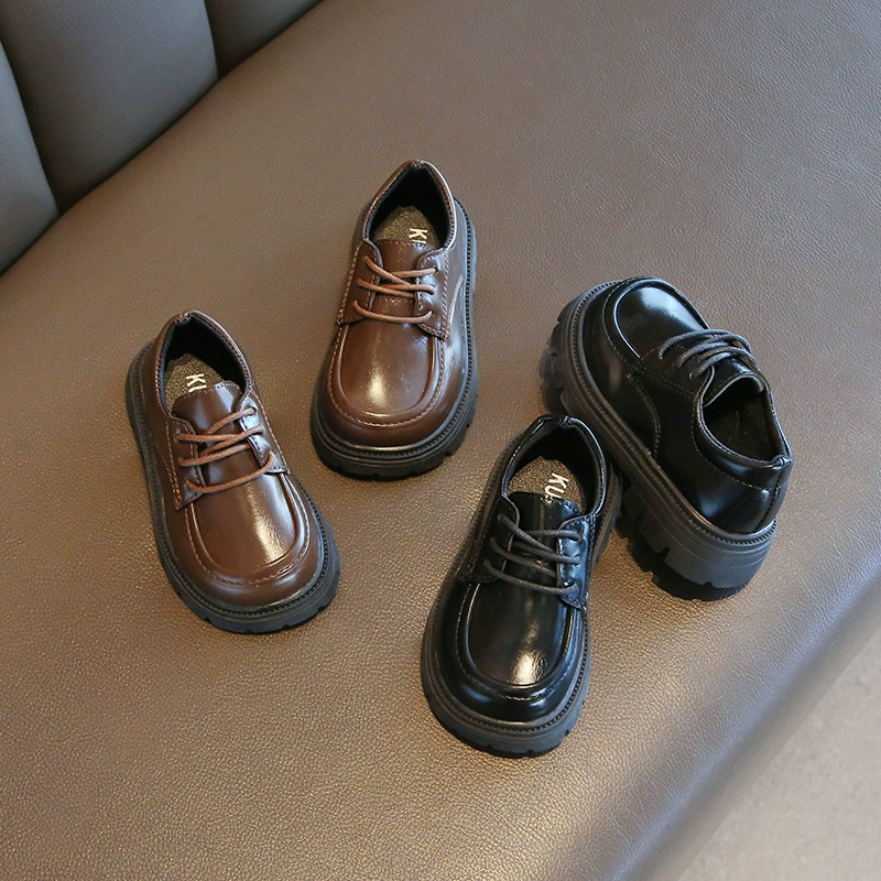 Корейские мальчики маленькие кожаные туфли для девочек на мягкой подошве для детей 2025 новые детские одиночные туфли на толстой подошве Lefu обувь оптом