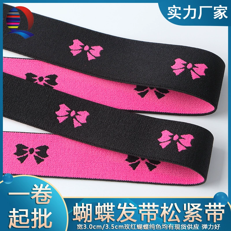 Фабрика в наличии 3cm3.5cm Роза лук резинка Роза черный Жаккардовый парик регулируемая резинка