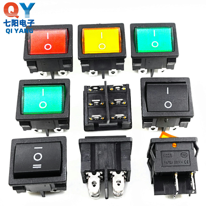 供应MR-4船型开关21*24 方形4脚2档可带灯翘板开关 6脚3档10A