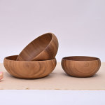 厂家直销整木挖制沙拉木碗 圆形防烫大碗 北欧风木钵子量大从优