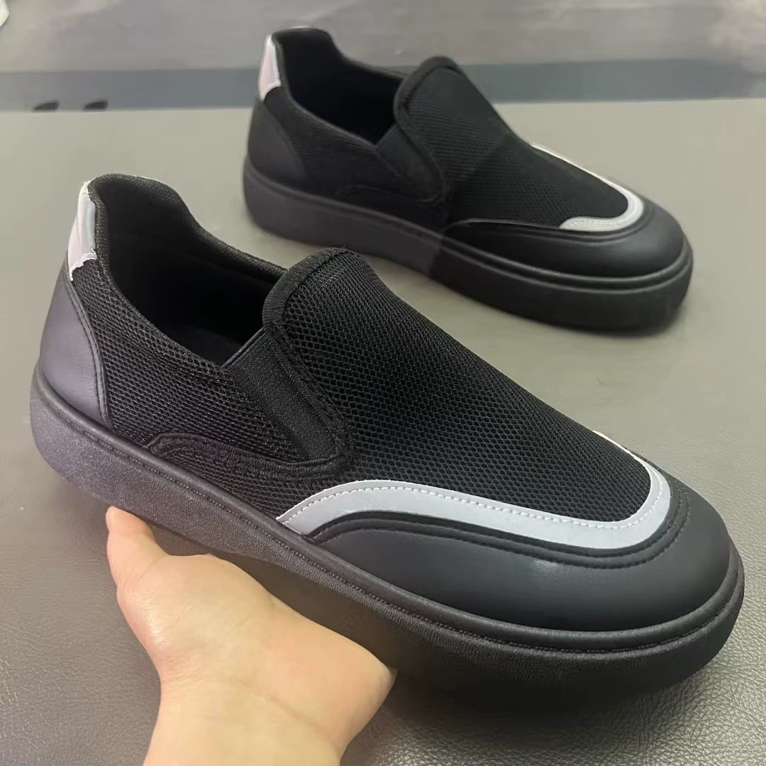 Летние дышащие новые мужские дезодорирующие черные кроссовки без шнуровки, мужская повседневная обувь в китайском стиле