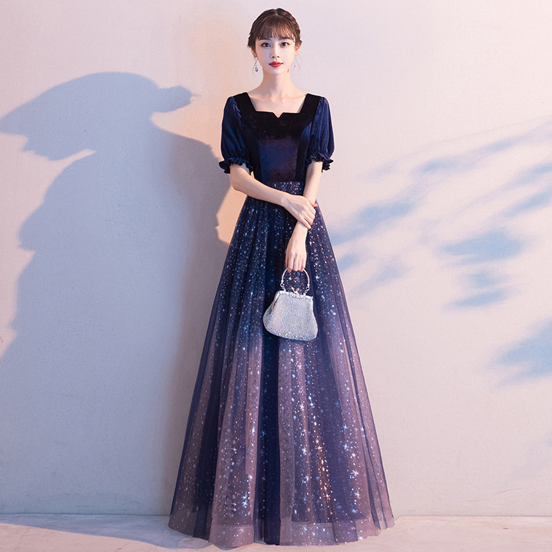 Evening Dress 2026 New Starry Sky Style Elegant Fairy-Like Banquet Dress Choir Host Performance Costume Wholesale