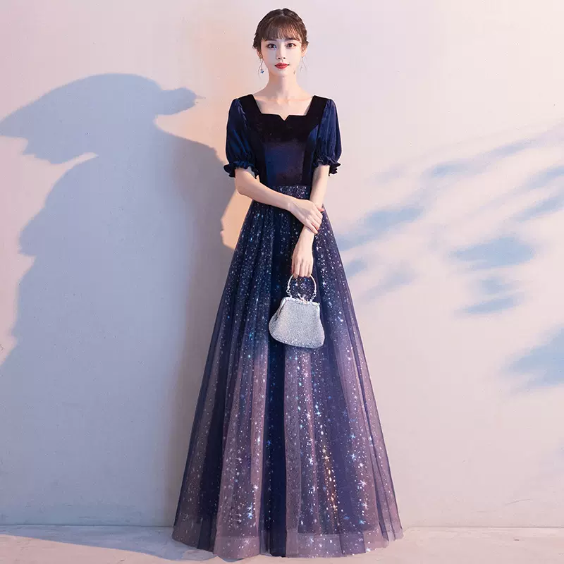 晚礼服2025新款星空款气质仙气宴会礼服大合唱团主持人演出服批发
