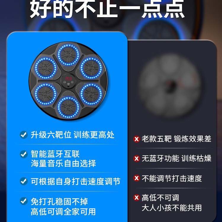 智能音乐拳击机家用成人儿童打击反应锻炼室内电子靶散打器材批发|undefined